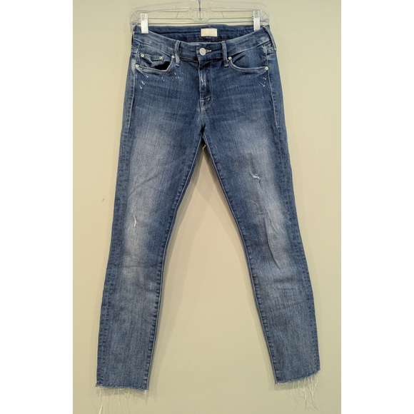 MOTHER Looker Ankle Fray Jeans In Double Time Size 26 - Picture 2 of 8